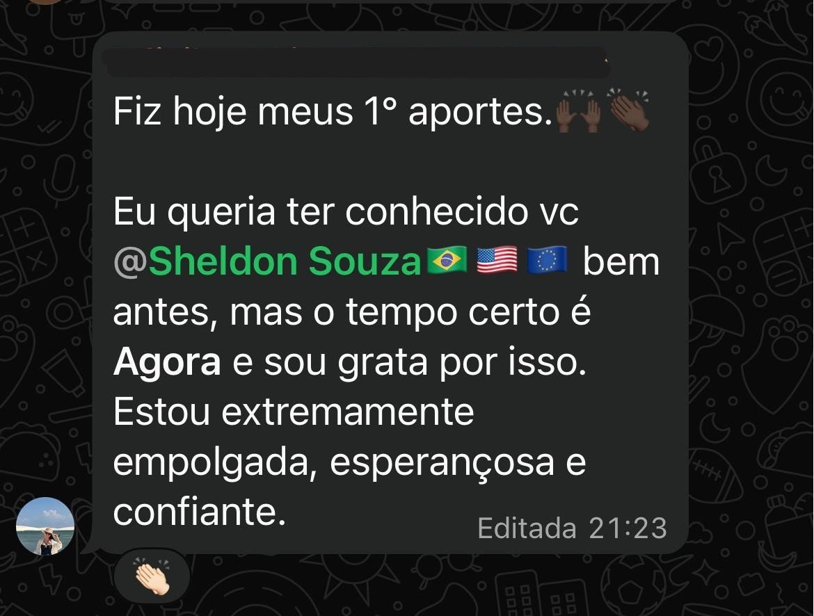 Depoimento de aluno Lord's Garden no WhatsApp